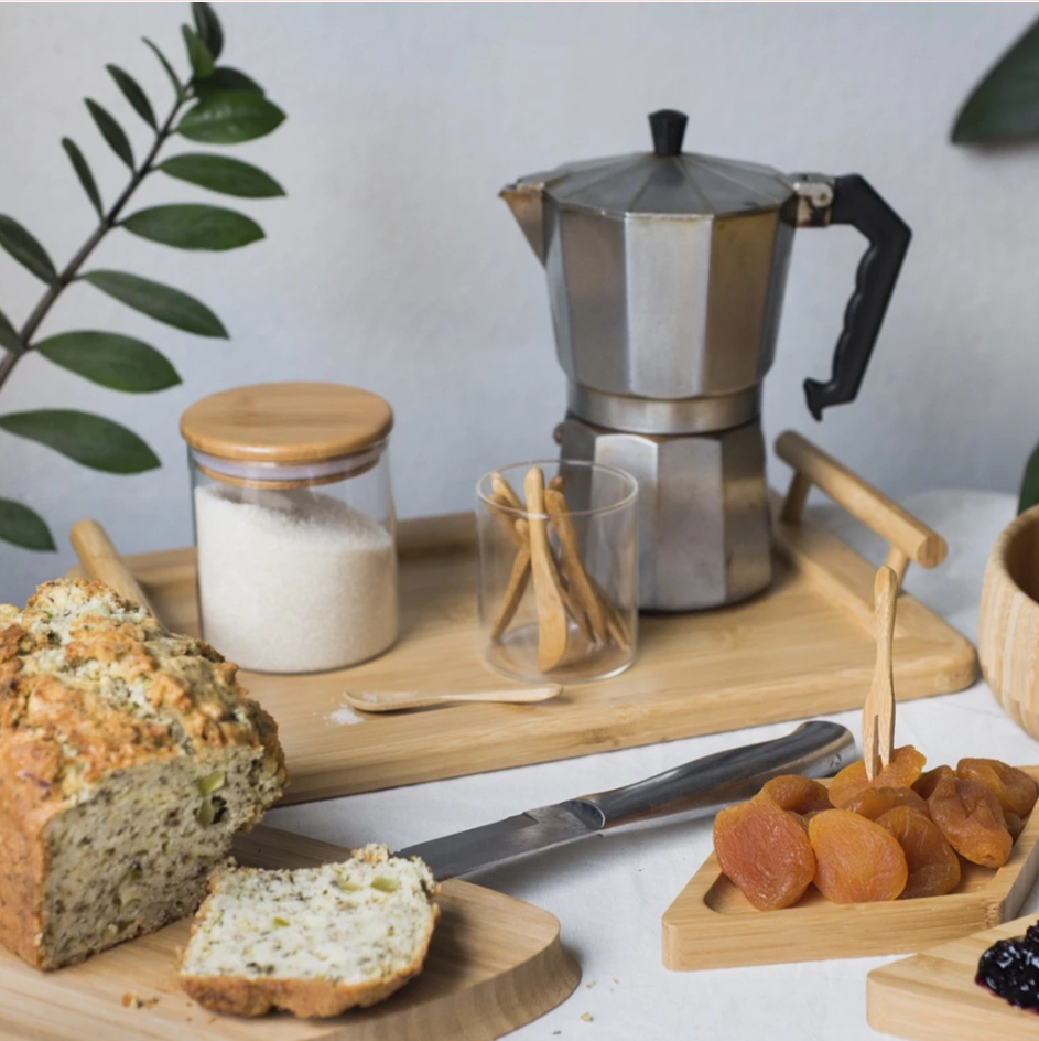 Kit Café Completo em Bambu | Bandeja e Potes para Armazenamento Casa Trezz