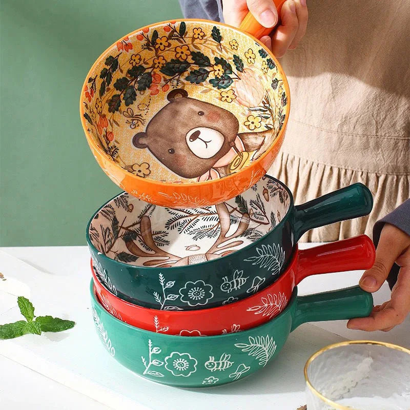 Tigela Bowl de Porcelana Animais da Floresta Casa Trezz