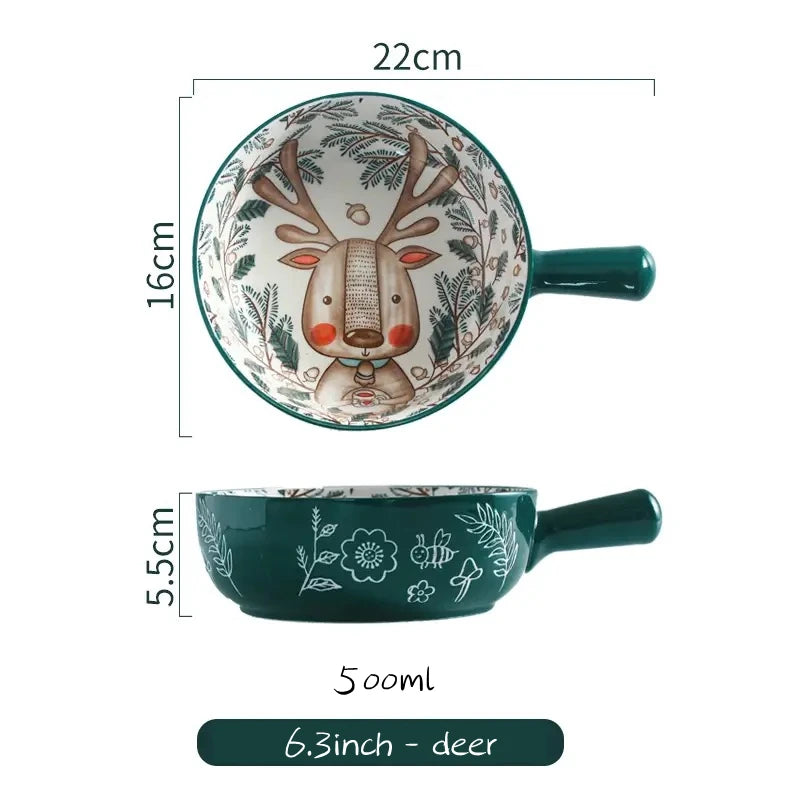 Tigela Bowl de Porcelana Animais da Floresta Casa Trezz