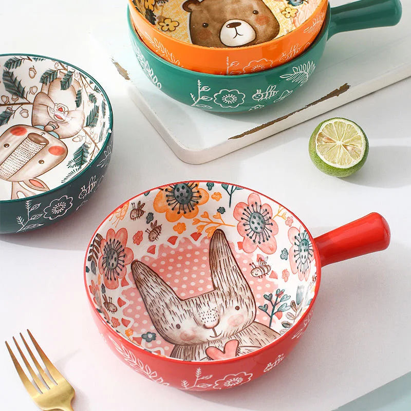 Tigela Bowl de Porcelana Animais da Floresta Casa Trezz