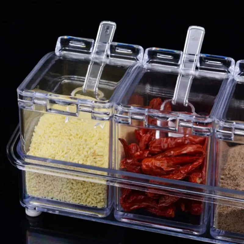 Organizador de Temperos Acrílico para Cozinha com 4 Potes Casa Trezz