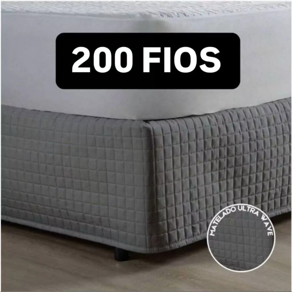 Saia Cama Box Matelada 200 Fios | Acabamento Sofisticado para Cama Solteiro, Casal, Queen e King | Casa Trezz