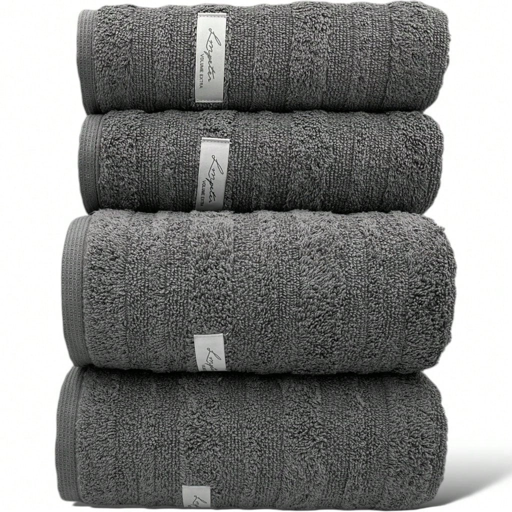 Conjunto 4 Peças Toalhas 100% Algodão Super Grossas | Banho Gigante e Rosto | Loft Lm Peter | Casa Trezz