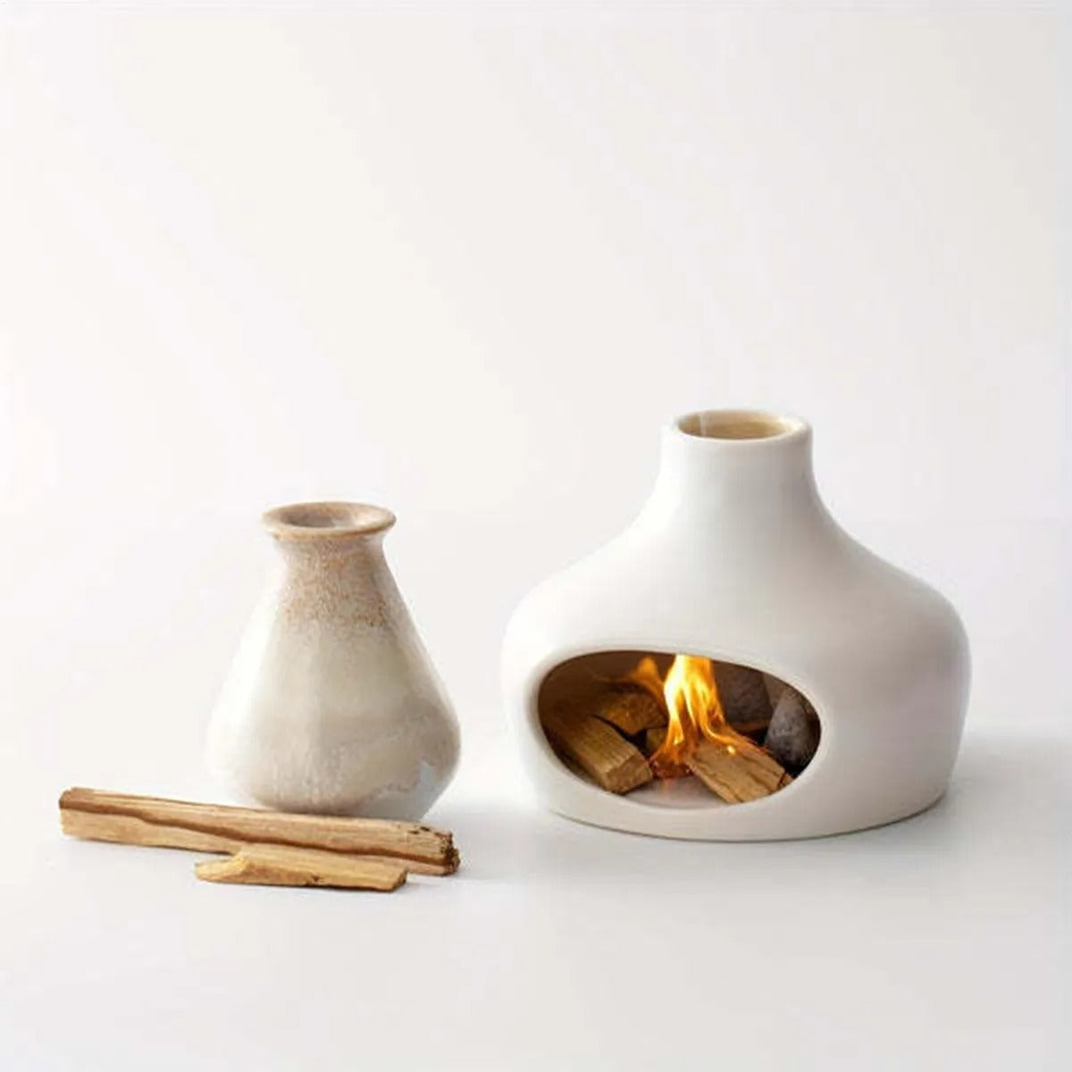 Queimador de Palo Santo e Sálvia de Cerâmica Elegante | Meditação e Aromaterapia | Casa Trezz