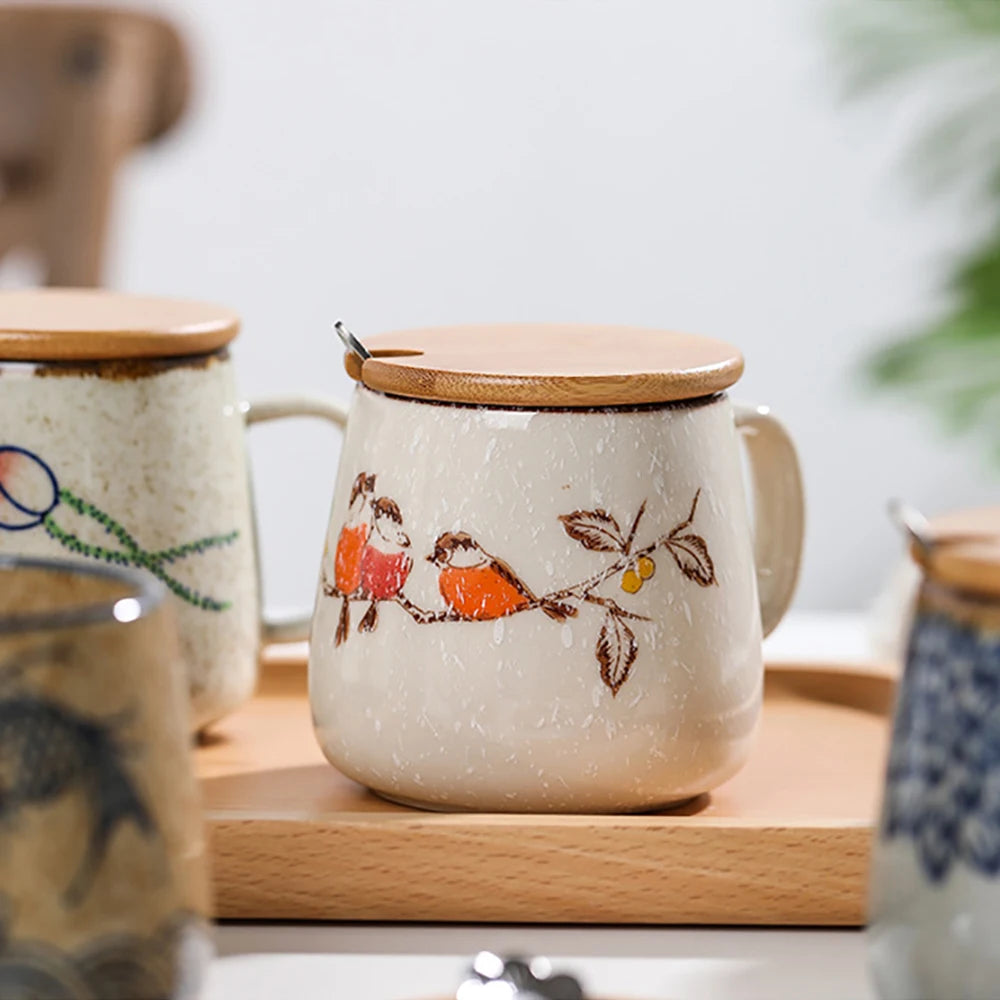Caneca Artesanal Oriental Cerâmica com Tampa Casa Trezz