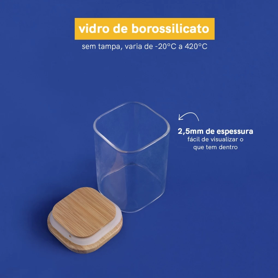 Kit Bambu: Caixa, 2 Potes 200ml e 6 Mini Colheres Casa Trezz