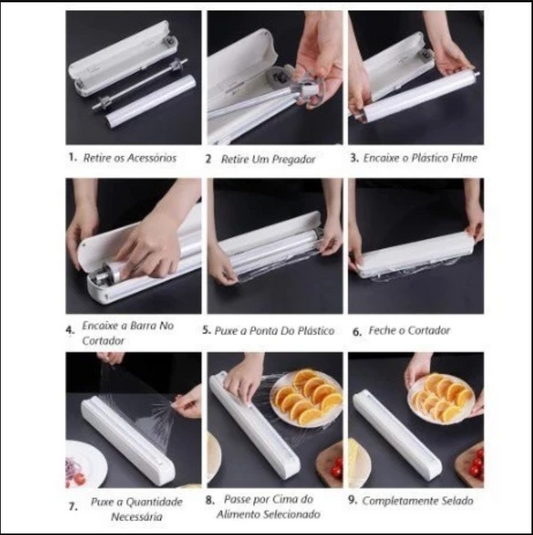 Cortador de Filme Plástico e Alumínio | Dispenser Manual para Praticidade e Organização | Cozinha Casa Trezz