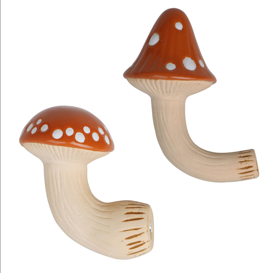 Kit 2 Ganchos de Cogumelo de Cerâmica Resistentes para Decoração Casa Trezz