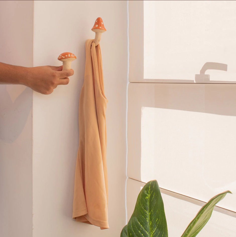 Kit 2 Ganchos de Cogumelo de Cerâmica Resistentes para Decoração Casa Trezz