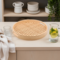 Bandeja de Bambu Redonda Vazada 35 cm | Elegância Natural para Servir e Decorar Casa Trezz