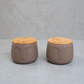 Conjunto de 2 Potes Decorativos em Dolomita com Tampa de Bambu Casa Trezz