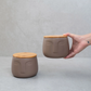 Conjunto de 2 Potes Decorativos em Dolomita com Tampa de Bambu Casa Trezz