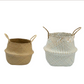 Kit 2 Cestos Organizadores Multiuso Decorativo Branco e Natural Seagrass