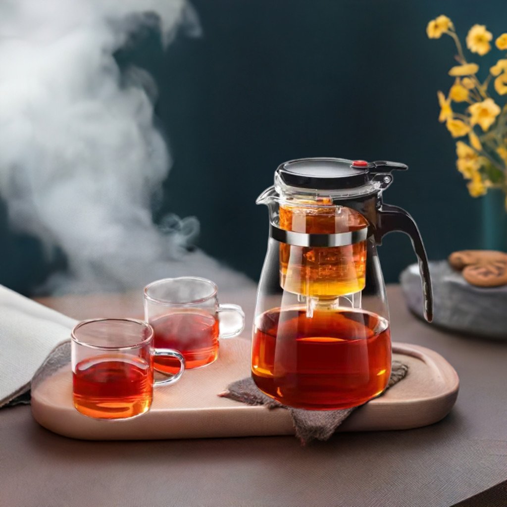 Bule Chaleira de Vidro com Infusor Aço Inox Casa Trezz