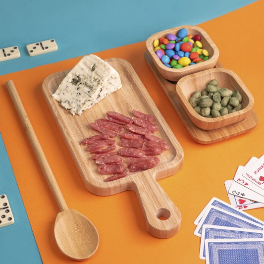 Petisqueiras de Bambu | Conjunto Duplo para Mesa Posta Casa Trezz