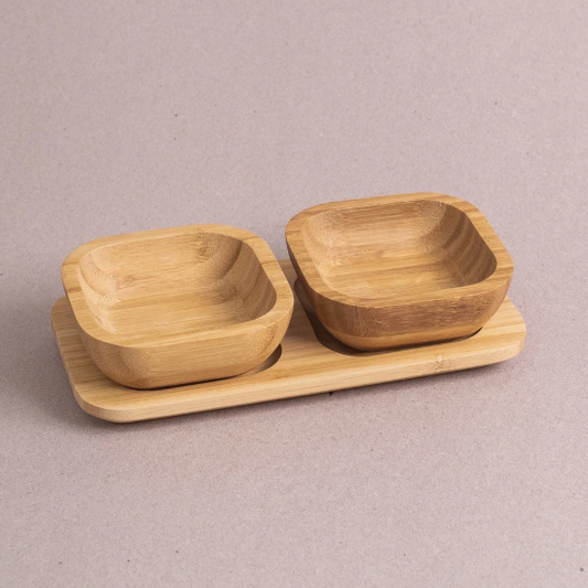 Petisqueiras de Bambu | Conjunto Duplo para Mesa Posta Casa Trezz