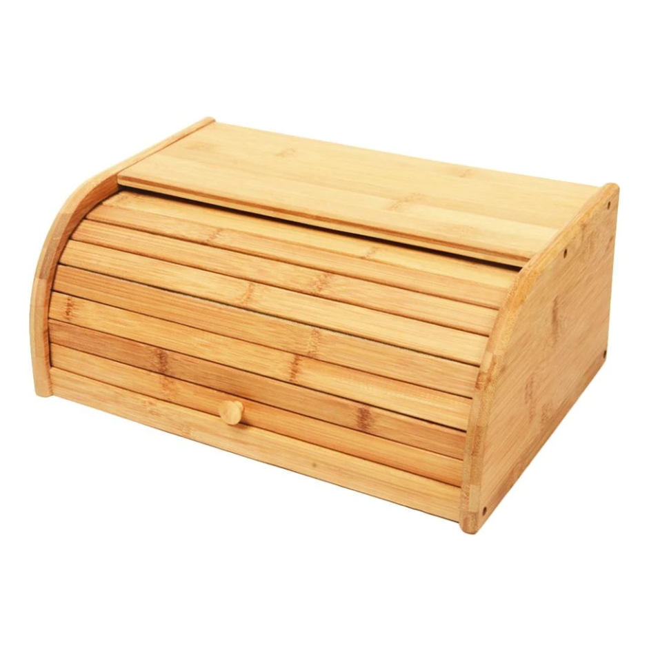Porta Pão de Bambu com Tampa Retrátil | Frescor e Organização para Sua Cozinha | Casa Trezz