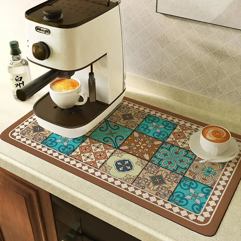 Tapete Absorvente Antiderrapante para Cantinho do Café | Café e Chá com Casa Trezz