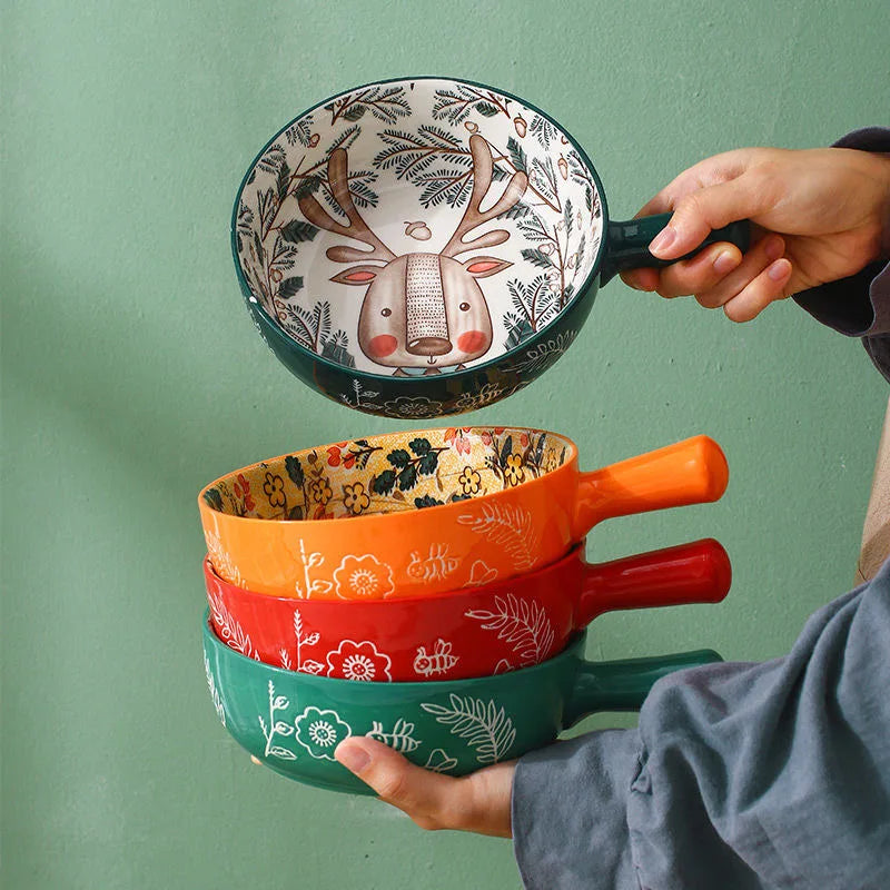 Tigela Bowl de Porcelana Animais da Floresta Casa Trezz