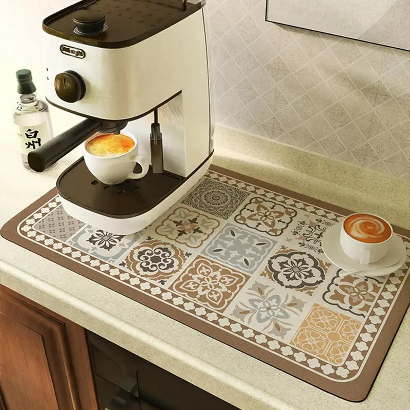 Tapete Absorvente Antiderrapante para Cantinho do Café | Café e Chá com Casa Trezz