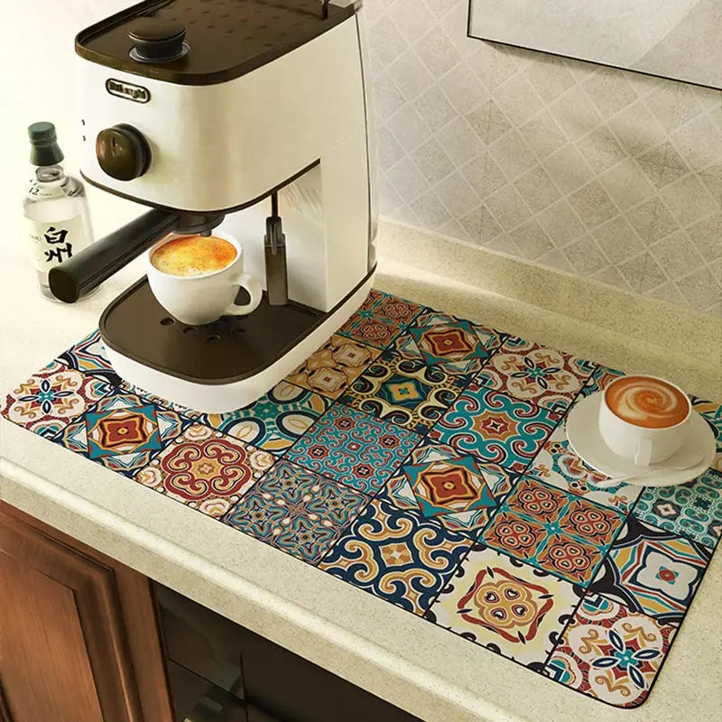 Tapete Absorvente Antiderrapante para Cantinho do Café | Café e Chá com Casa Trezz