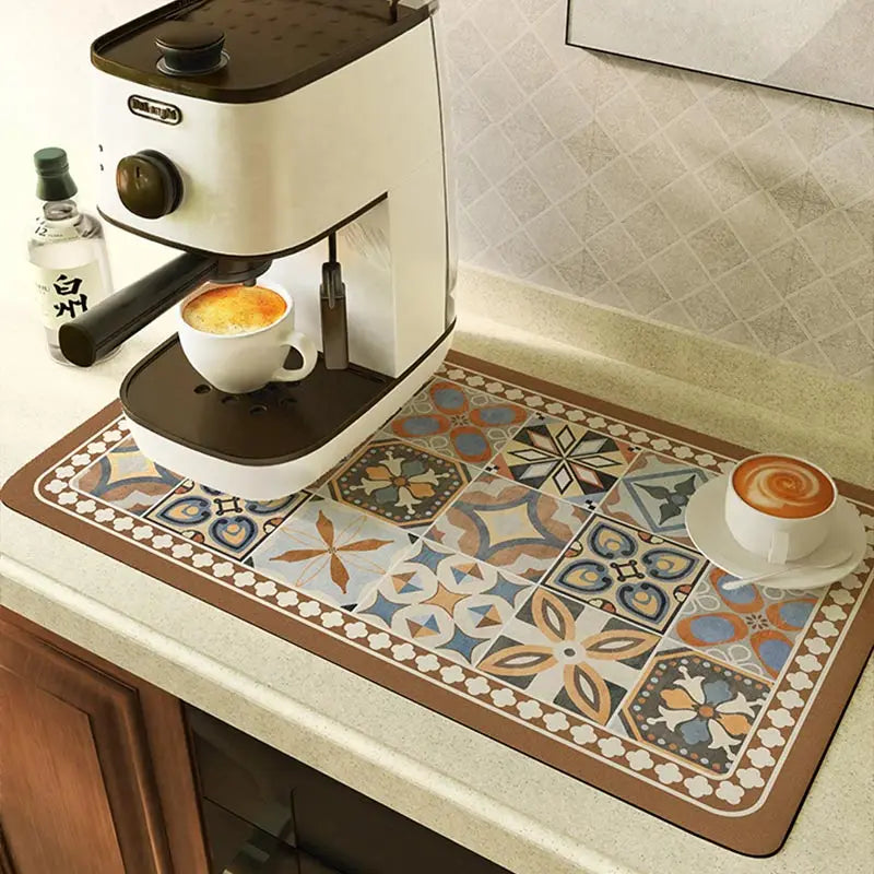 Tapete Absorvente Antiderrapante para Cantinho do Café | Café e Chá com Casa Trezz