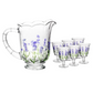 Jarra de Cristal 1,3L e 6 Taças | Design Lavanda Pintado à Mão | Casa Trezz