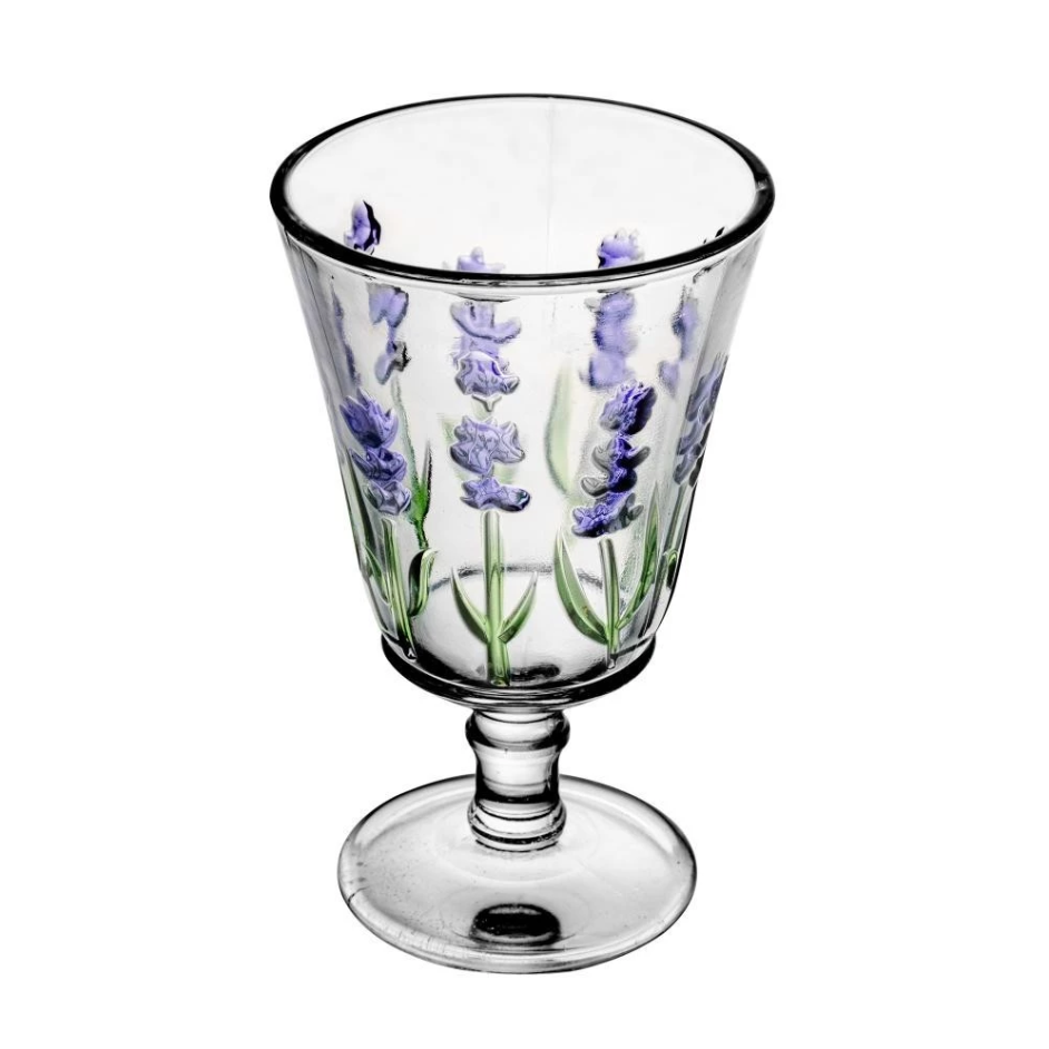 Jarra de Cristal 1,3L e 6 Taças | Design Lavanda Pintado à Mão | Casa Trezz