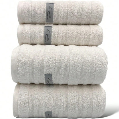Conjunto 4 Peças Toalhas 100% Algodão Super Grossas | Banho Gigante e Rosto | Loft Lm Peter | Casa Trezz
